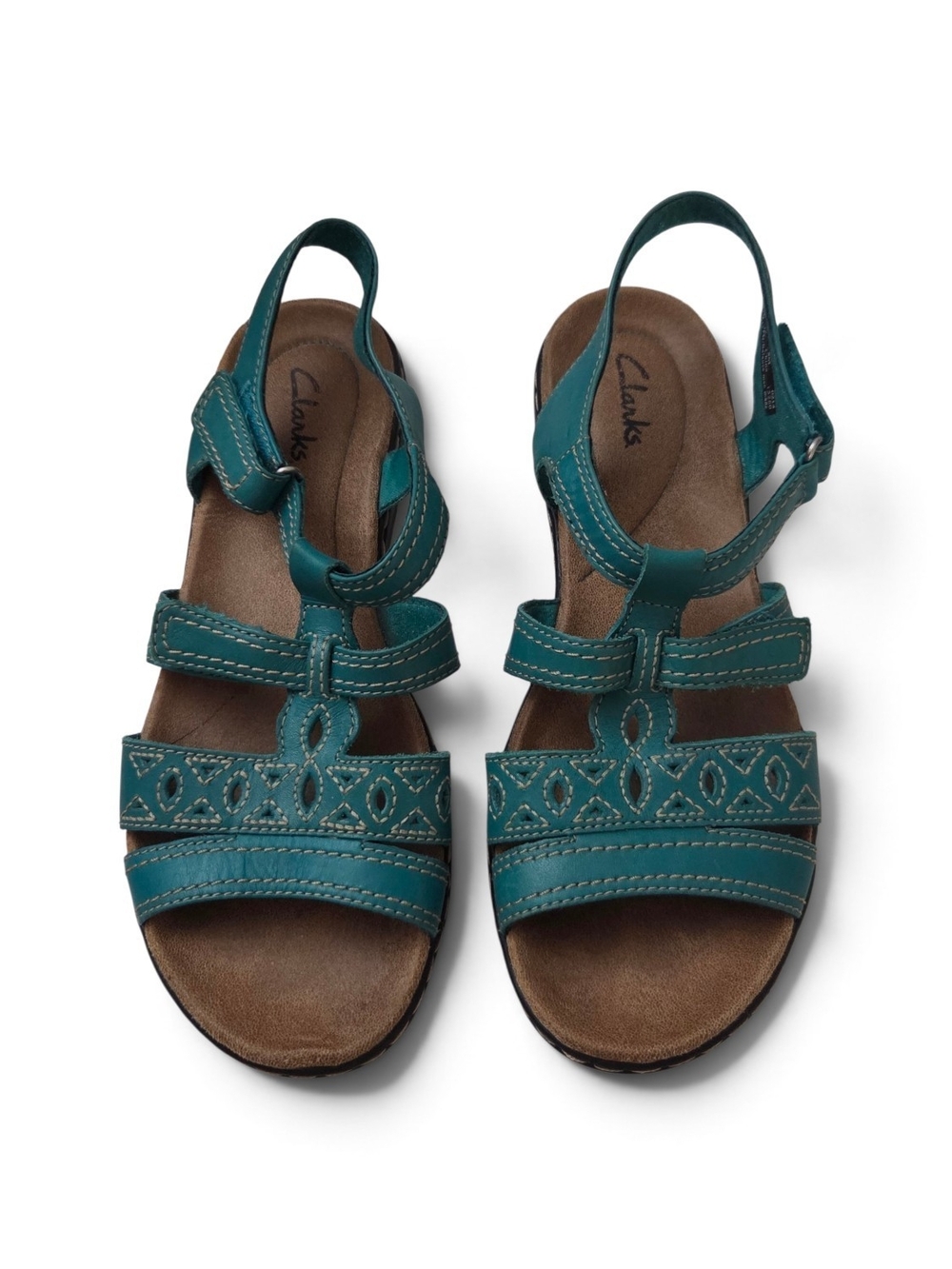 Clarks Leisa Women’s Size 8M Teal Turquoise Strappy Comfort Sandals